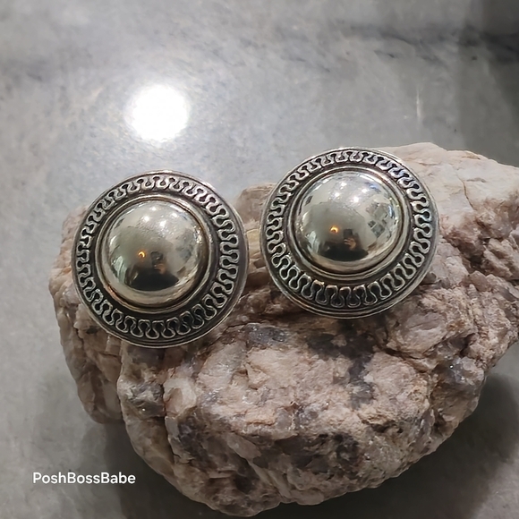 James Avery Sterling Silver 925 Dome Clip-On Earrings 1" Round Statement Studs - Picture 7 of 7